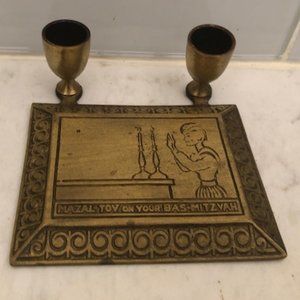 Shabbat Candlestick Holder. Bat. Bas. Mitzvah.